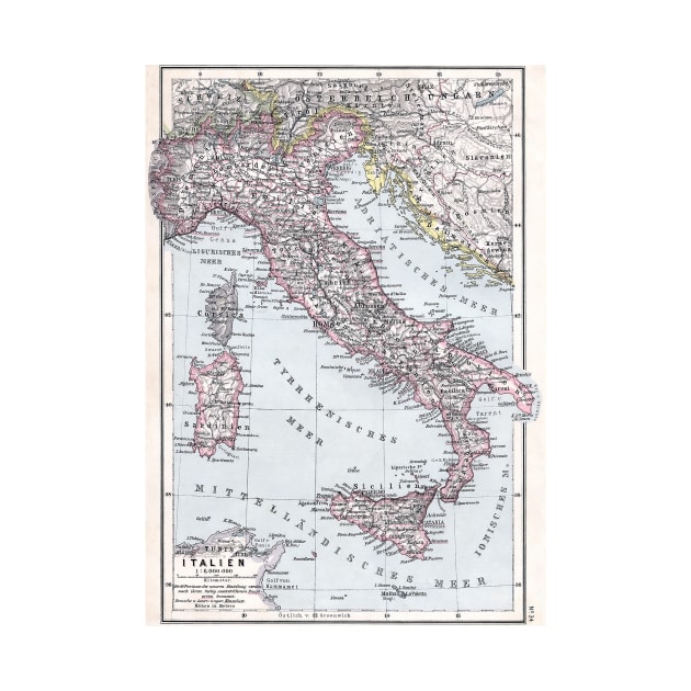 Vintage Map of Italy (1905) by Bravuramedia