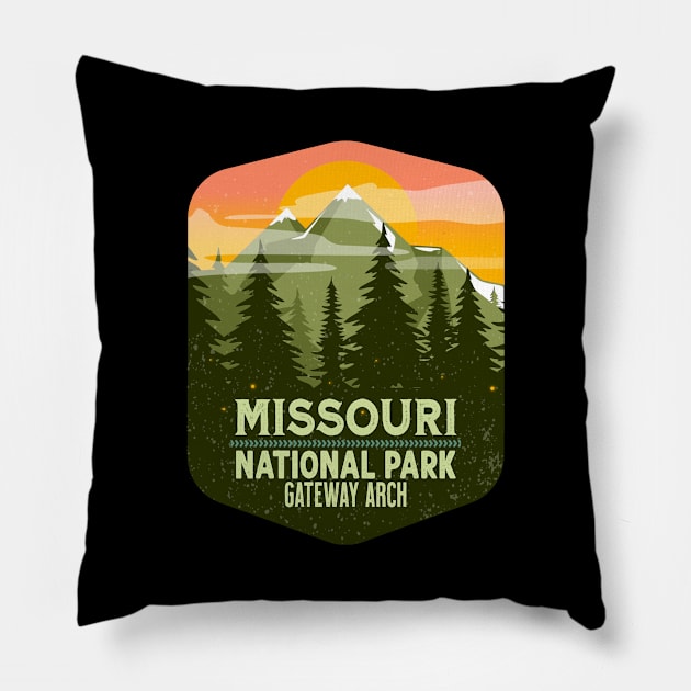 Vintage Gateway Arch National Park Missouri Pillow by Alien Bee Outdoors