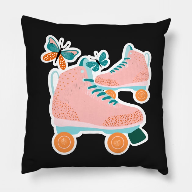 Roller Skates and Butterflies Pillow by tonirainbows