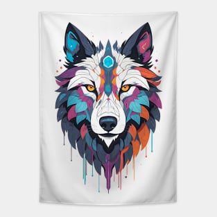 Abstract Fantasy Wolf Tapestry