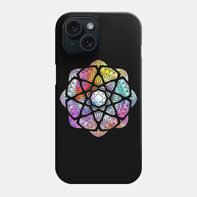 Rainbow Prismatic Crystal Mandala - Silhouette Phone Case by CrystaLinaCrafts