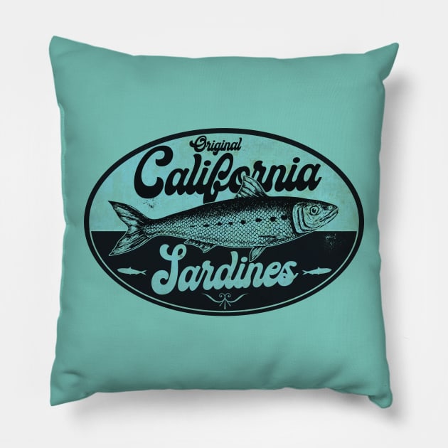 Blue California Sardines Pillow by CTShirts