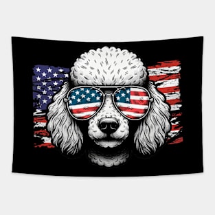 Poodle Patriotic Sunglasses American Flag 4th of July Tapestry