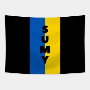 Sumy City in Ukrainian Flag Vertical Tapestry