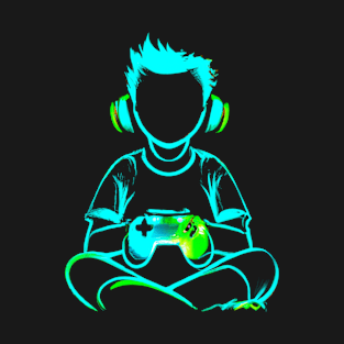 Gamer Boy Joystick Neon Colors T-Shirt