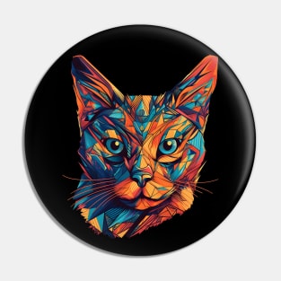 Geometric Cat Abstract Colorful Psychedelic Pin