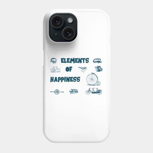 Vintage Bike Elements  with pedal, crank and bell. Elements of Happiness, enjoy your ride. Phone Case by Olloway