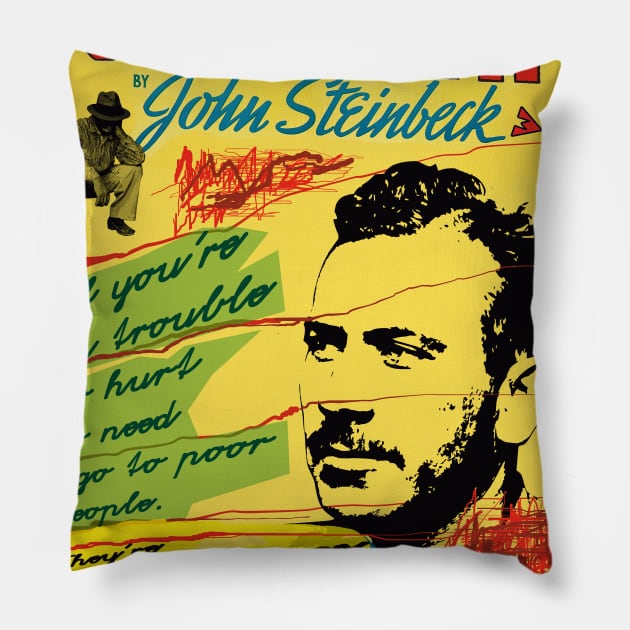John Steinbeck Pillow by Exile Kings 