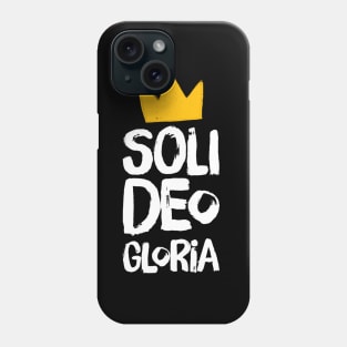 Soli Deo Gloria (All the Glory to God) distressed white text and yellow crown Phone Case