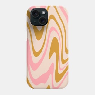 70s Retro Swirl Pink and Gold Color Abstract Phone Case