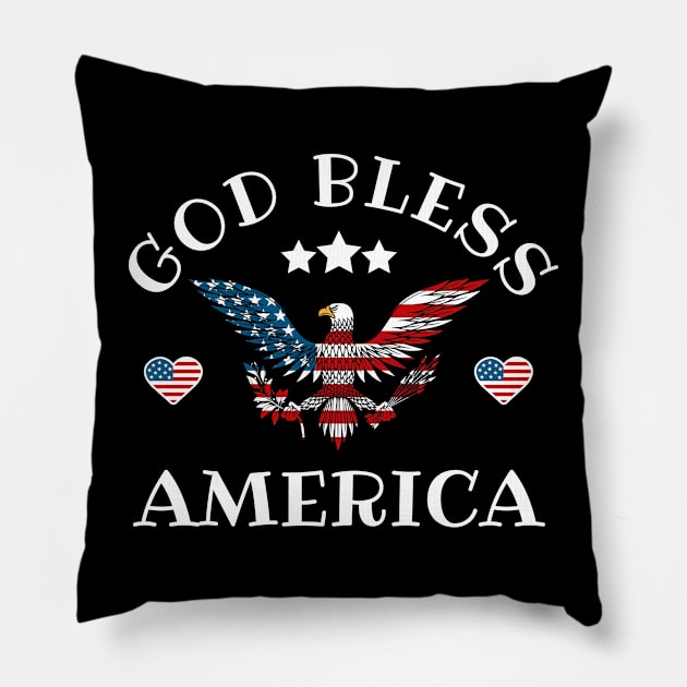 God Bless America American Flag For Independence Day On 4th Of July Pillow by Arts-lf