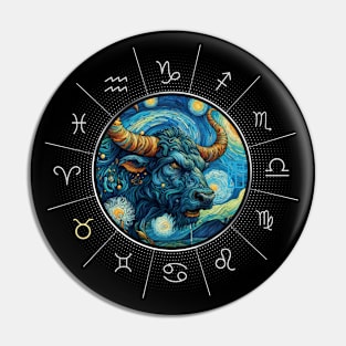 ZODIAC Taurus - Astrological TAURUS - TAURUS - ZODIAC sign - Van Gogh style - 5 Pin