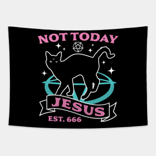 Not Today Jesus - Black Cat Pastel Goth Tapestry