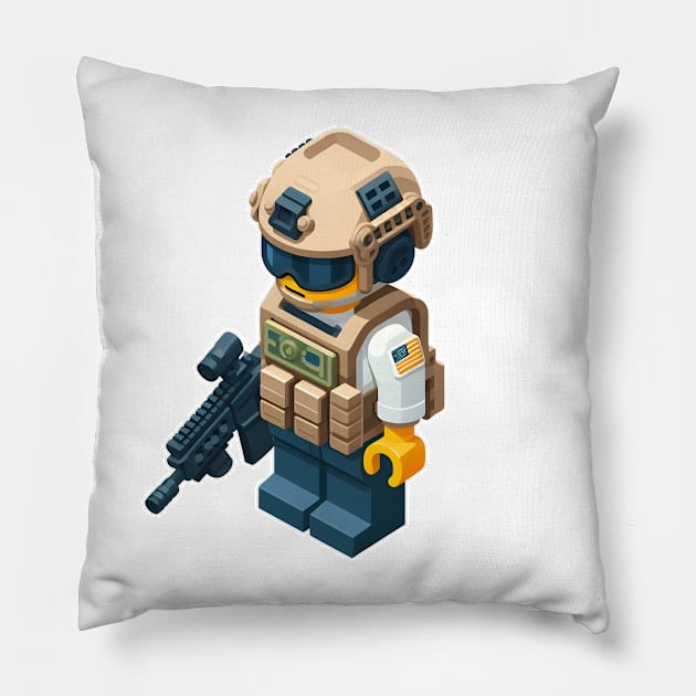 Tactical LEGO Pillow by Rawlifegraphic