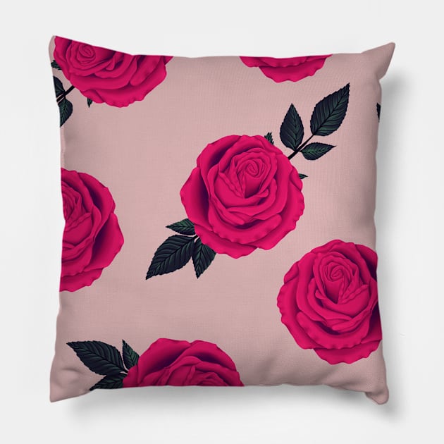 Pink Roses Pattern Pillow by GraphiscbyNel