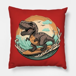 Cute dinosaur surfing gift ideas, dino surf gifts, dinosaur surfer gift ideas, dino surf, dinosaur surfing surfer surf gift kids tees kids tsirt kids hoodies gift ideas Pillow