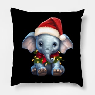 Cute Elephant Christmas Light Funny Elephant Lover Xmas Kids Pillow