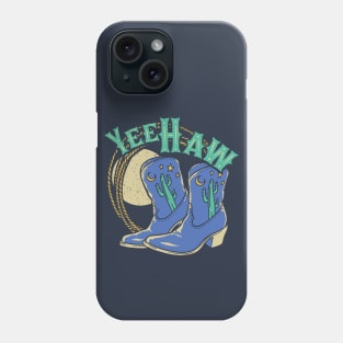 YeeHaw - These Boots Were Made for Walking | Blue Cowboy Boots Desert Night Moon Phone Case