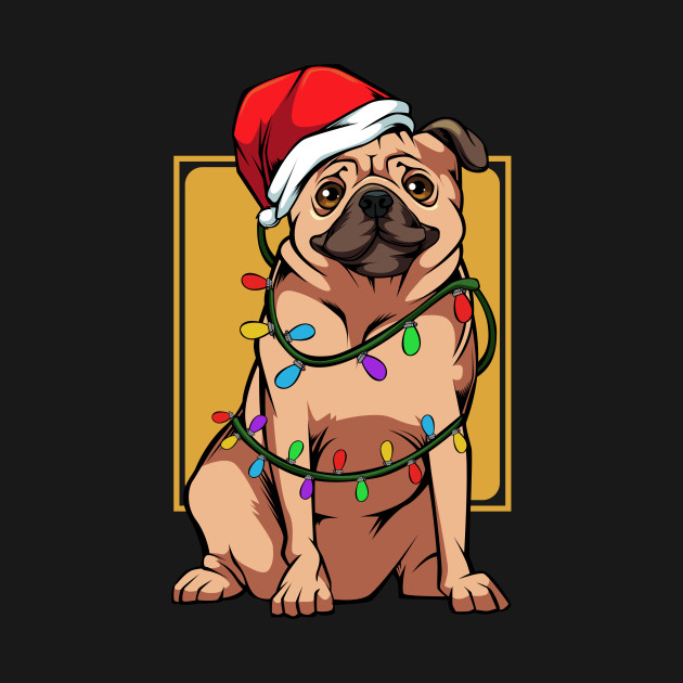 Discover Pug Santa Christmas Light Funny Dog Animal Lover - Christmas Pug - T-Shirt