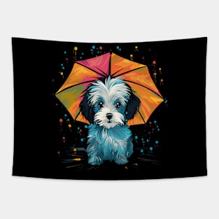 Maltese Rainy Day With Umbrella Tapestry