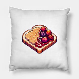 Peanut Butter And Jelly Toast Kawaii Yummy Sandwich Vintage Breakfast Pillow