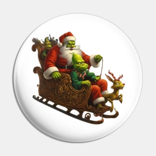 Green Santa and His Mischievous Crew Pin