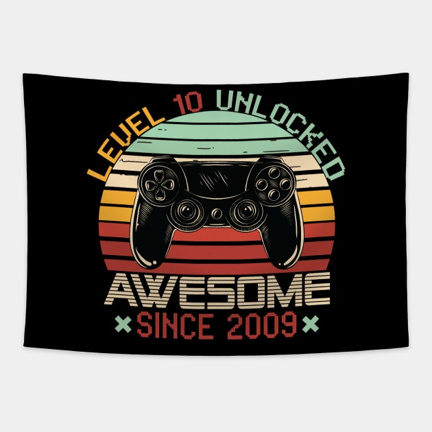 Level 10 Unlocked Awesome 2009 Gift 10th Birthday Gift Tapestry by mommyshirts