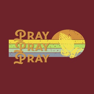 Vintage Retro Prayer Hand Design - Pray T-Shirt