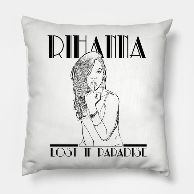 Rihanna // Lost in paradise // Black retro Pillow by Degiab