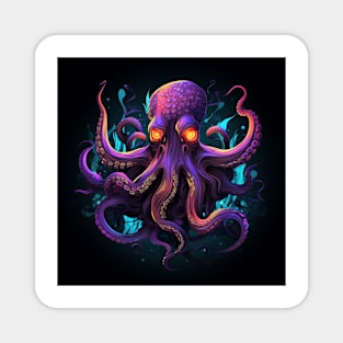 Purple Octopus Pop Neon Art Magnet