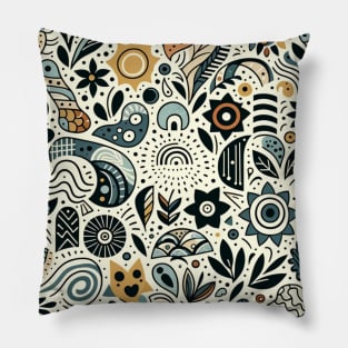 Folkloric Doodle V1 Pillow