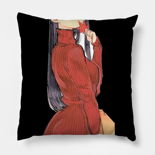 Komi san autumn Pillow by thevictor123