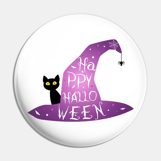 Happy Halloween Cat Pin by themadesigns