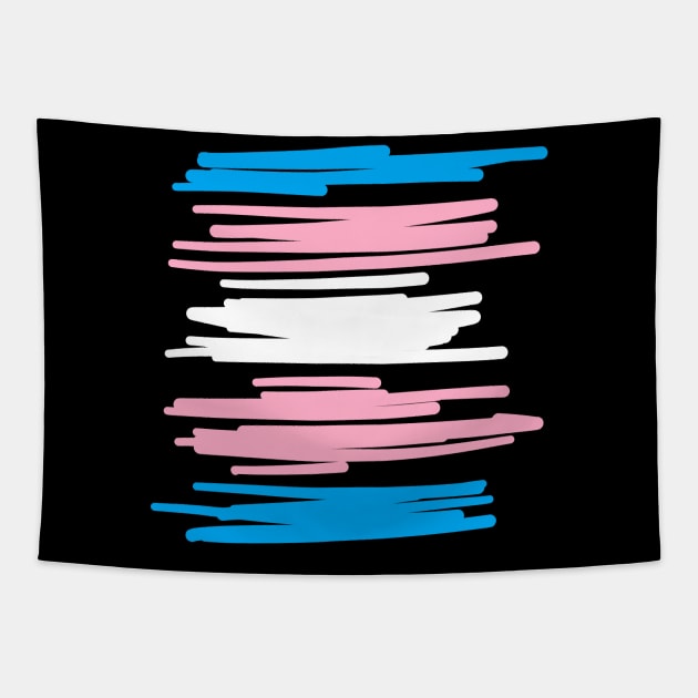 Trans Flag Scribble Tapestry by Satyr_Em