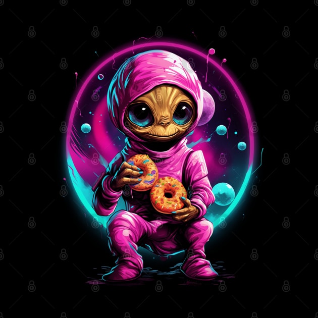 Cute Alien Eating Doughnuts by TNM Design