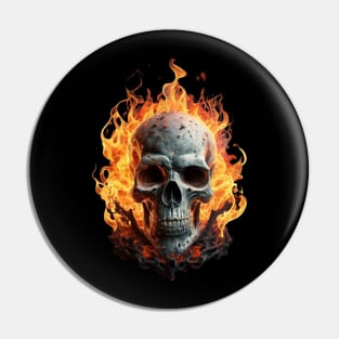 Skull on fire l Skull Tshirt design Pin