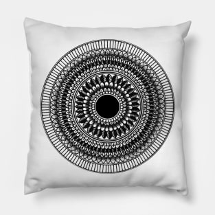 Black and white intricate mandala design Pillow