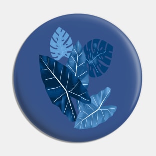 Classic Blue Tropical Leaves Pin