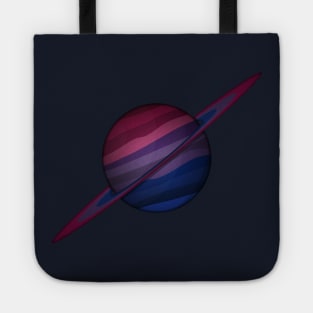 Planet and Rings in Bisexual Pride Flag Colors Tote