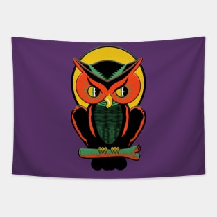 Have a Retro Happy Halloween Owl Tapestry