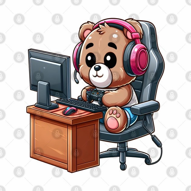 Cute Bear Pc Gamer Kawaii by Teddy Club