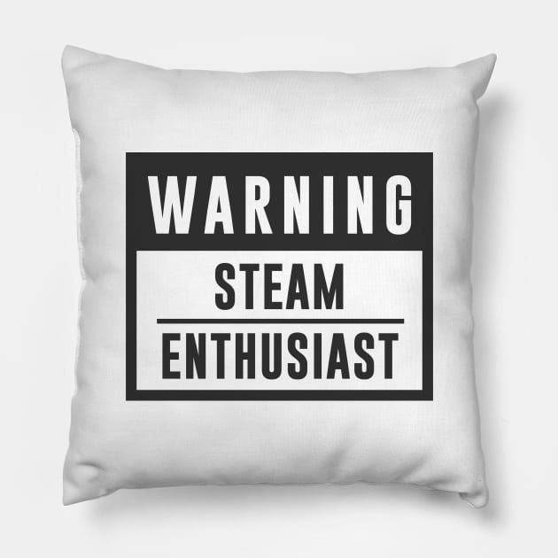 Train Design Warning Steam Enthusiast Pillow by TDDesigns