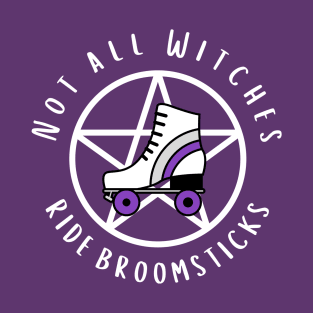 Not all Witches Ride Broomsticks Purple Stripe Roller Skate Cheeky Witch® T-Shirt