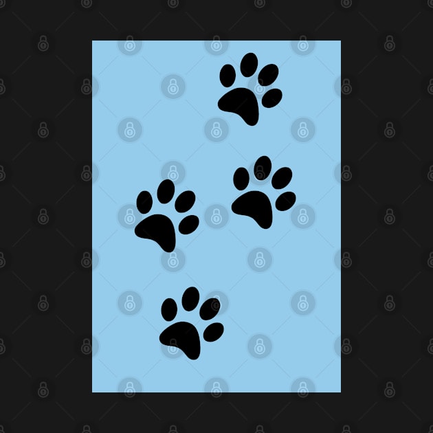 Black Pawprints on Light Blue by Blue Butterfly Designs 