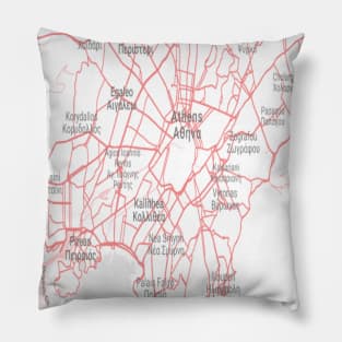 Athens red & white map Pillow