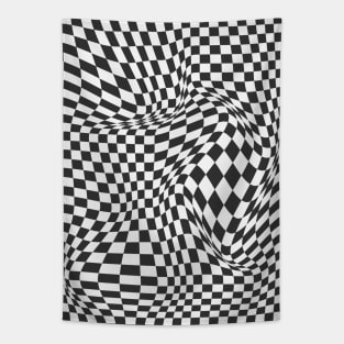 Checkerboard Pattern - Black and White Tapestry