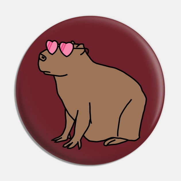 Capybara Wearing Rose Colored Glasses Pin by ellenhenryart