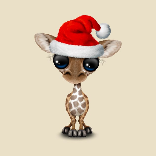 Baby Giraffe Wearing a Santa Hat by jeffbartels