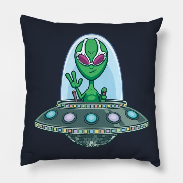 Alien Flying Saucer Pillow by Malchev