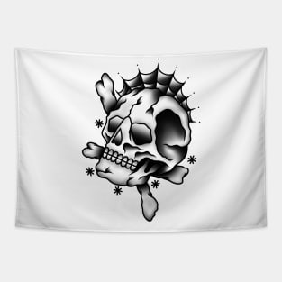 HomeSchoolTattoo Traditional Skull & Spiderweb Tapestry